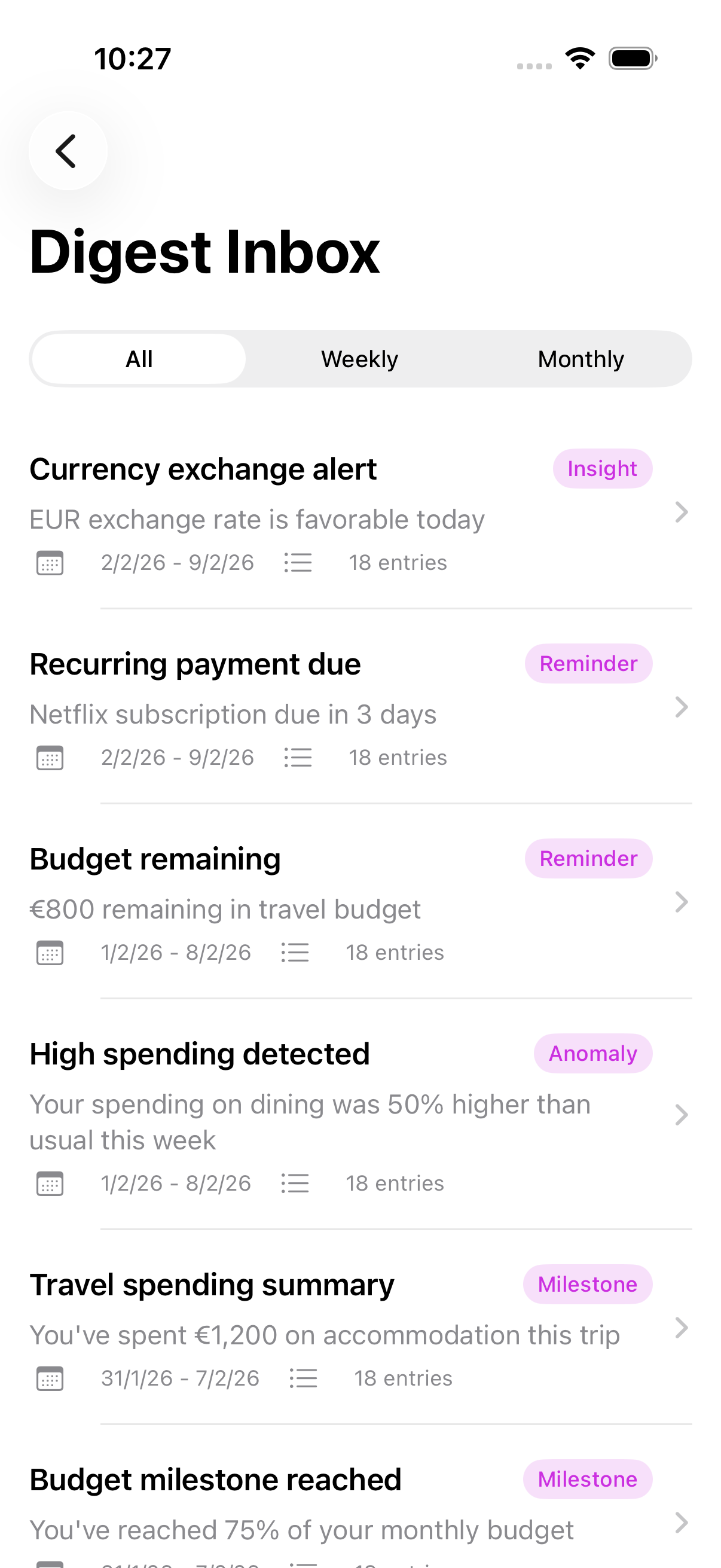Digest settings and ML-enhanced summary