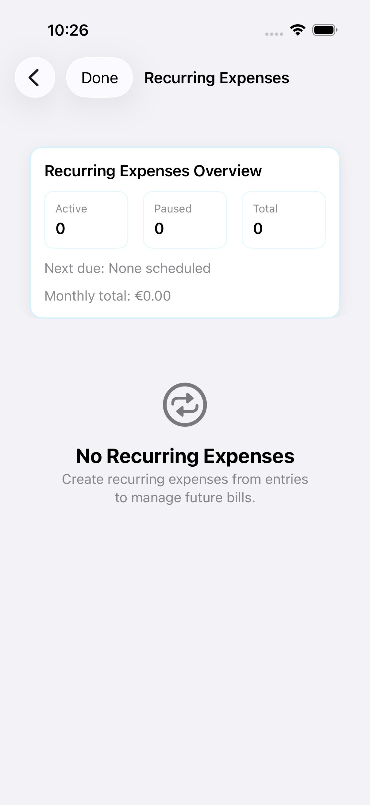 Recurring expense editor