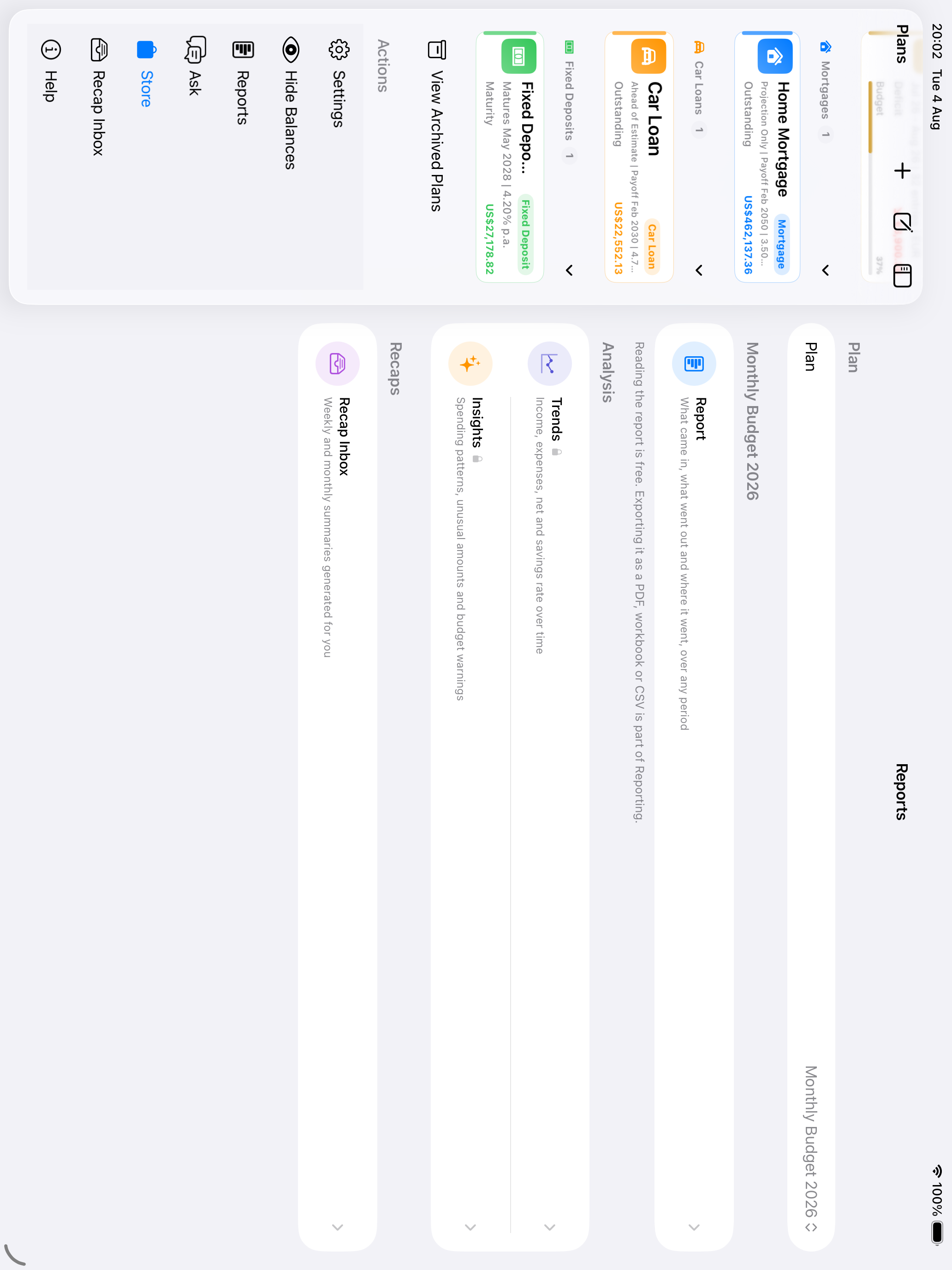 Reports hub on iPad gathering report, trends, insights, and recaps