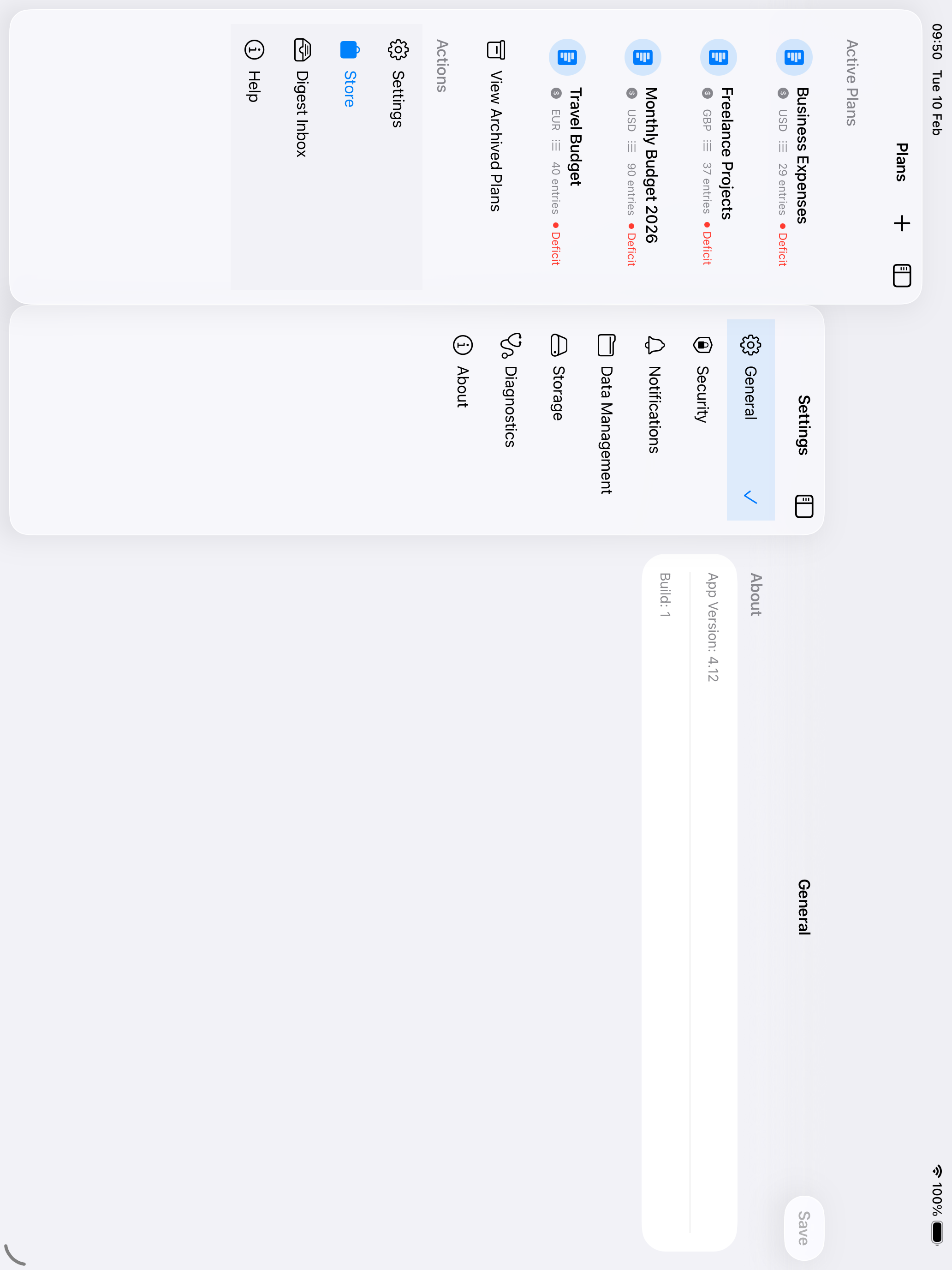 Settings and Help with sidebar navigation