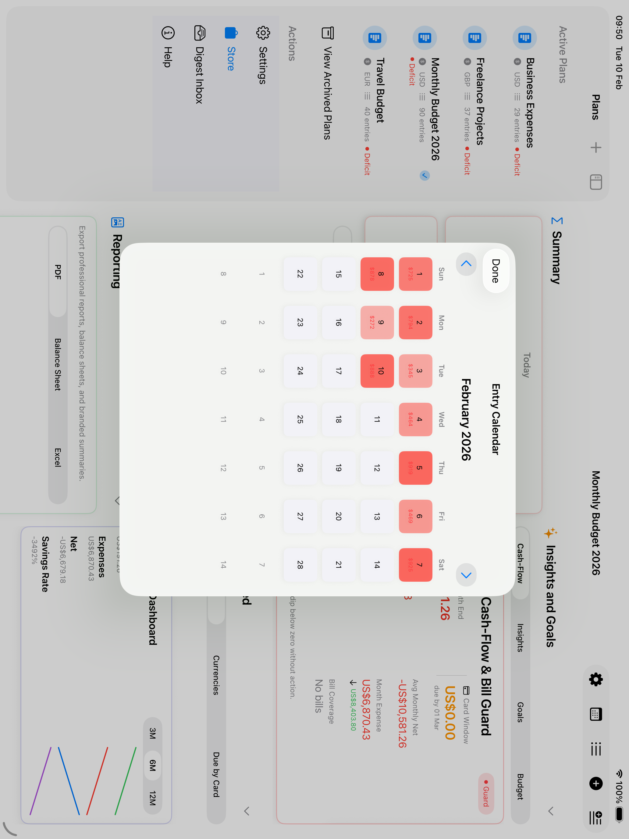 Calendar heat map view